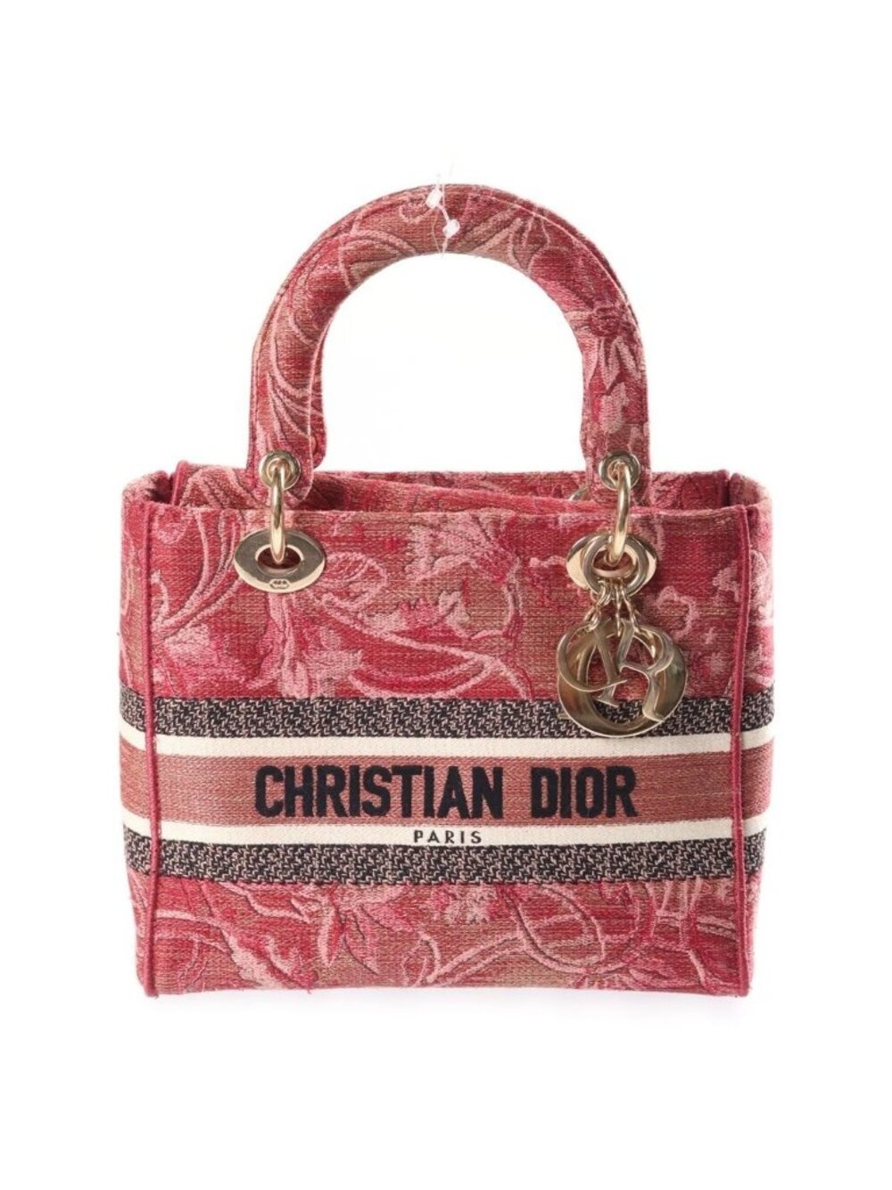 Dior Lady D-lite Medium 2-Way Shoulder Bag Pink Red Gold
